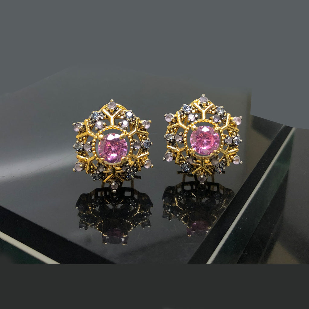 Golden Snowflake Diamond Stud Earrings