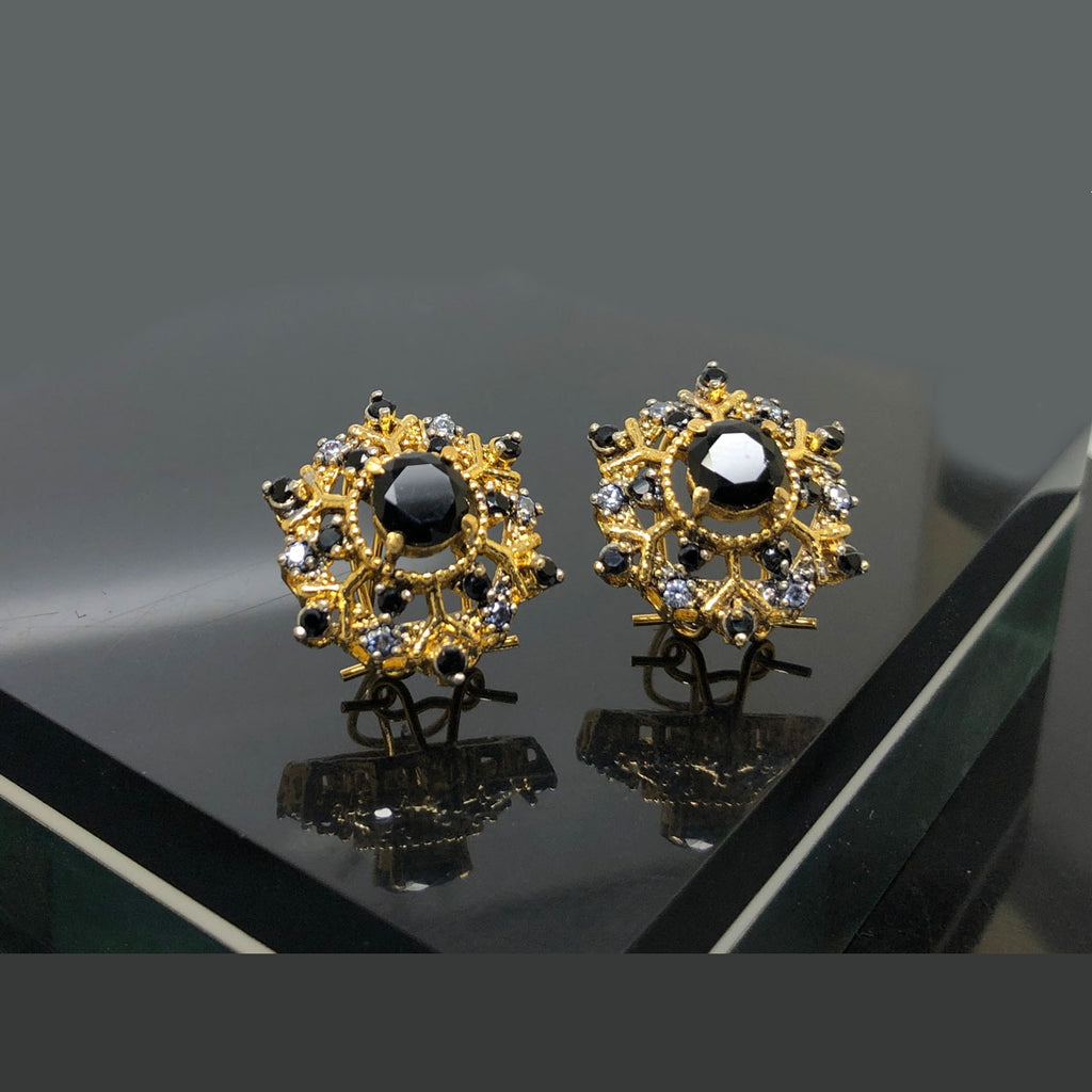 Golden Snowflake Diamond Stud Earrings