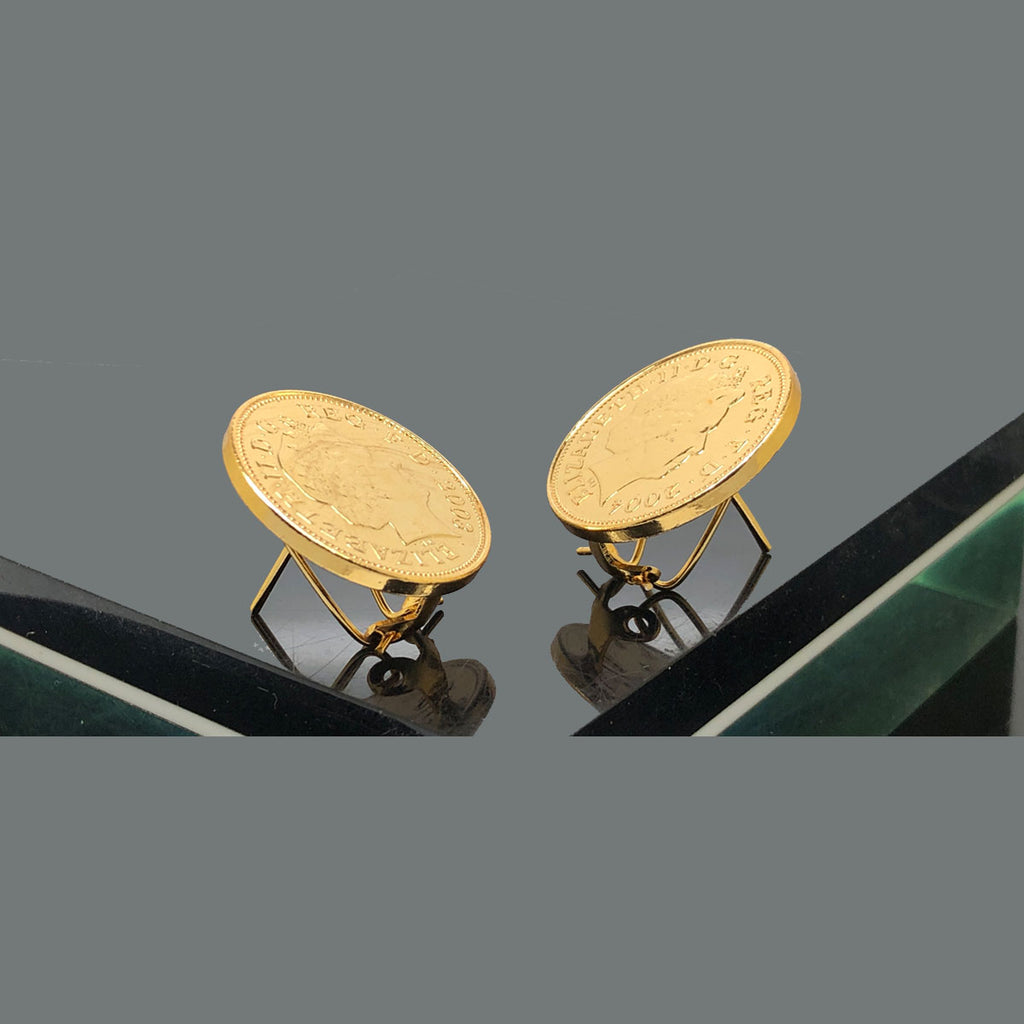 Elegant Coin Stud Earrings - Gold Finish - Rs 550