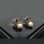 Crystal Flower Pearl Drop Earrings