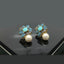 Crystal Flower Pearl Drop Earrings