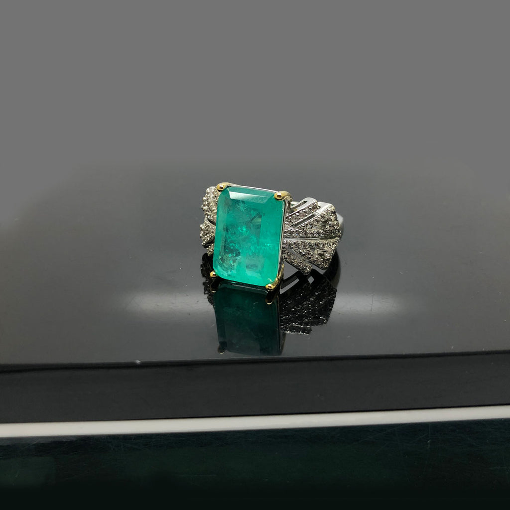 Emerald-Cut Green Gemstone Ring