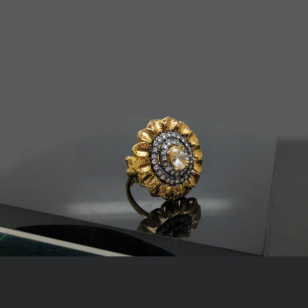 Sunflower Gold-Toned Crystal Ring