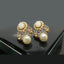 Gold Plated Pearl and Topaz Drop Earrings with Diamond Accents