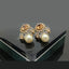 Gold Plated Pearl and Topaz Drop Earrings with Diamond Accents