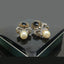 Gold Plated Pearl and Topaz Drop Earrings with Diamond Accents