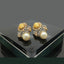 Gold Plated Pearl and Topaz Drop Earrings with Diamond Accents