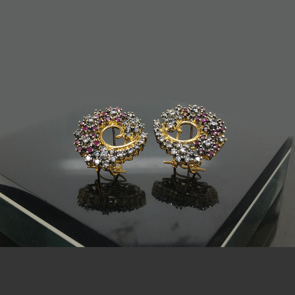 Gold Rhinestone Swirl Clip-On Earrings