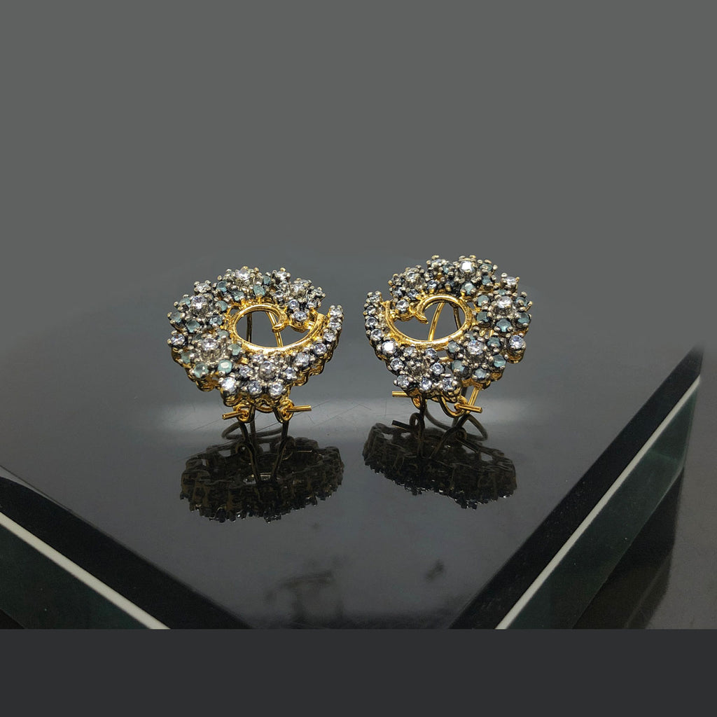 Gold Rhinestone Swirl Clip-On Earrings