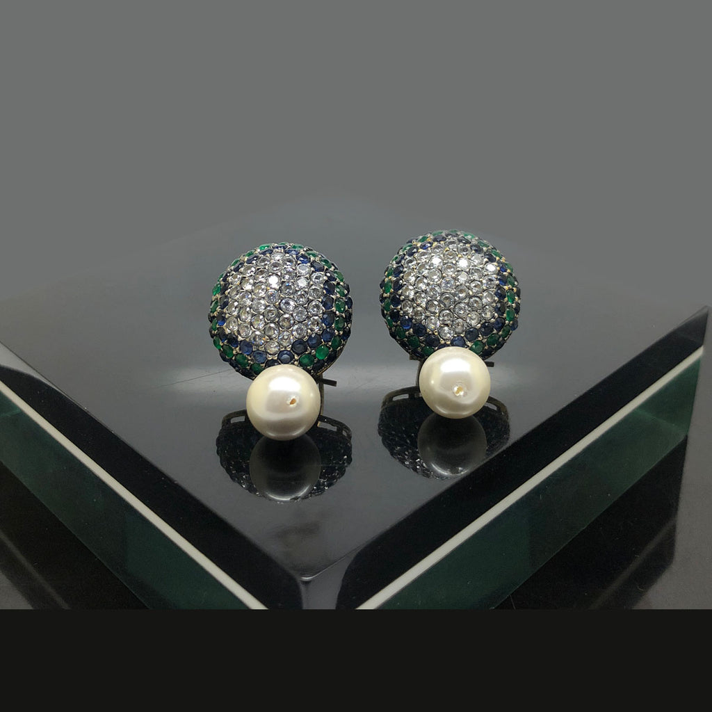 Elegant Pearl and Crystal Ball Stud Earrings