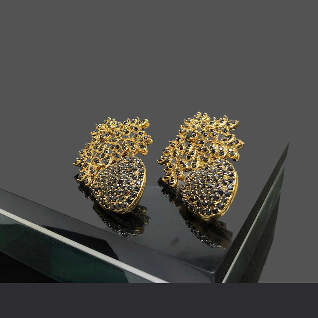 Luxury Floral Cluster Statement Earrings with Pear Shaped Pave Crystals