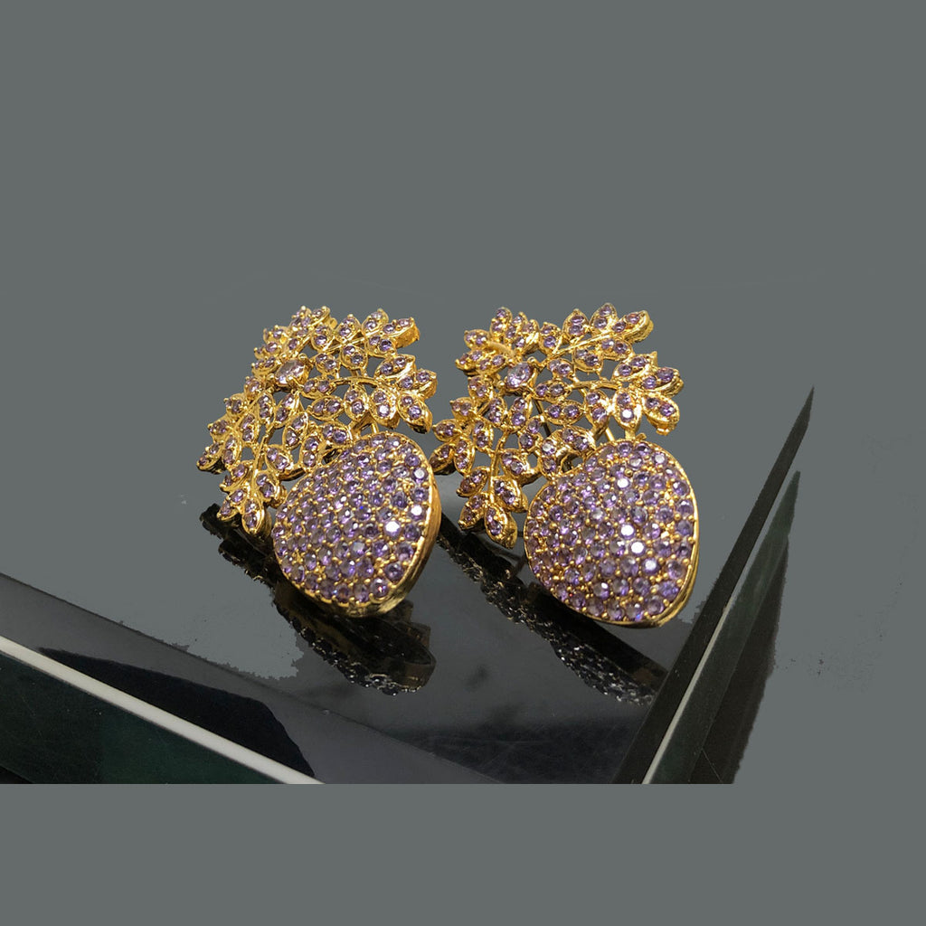 Luxury Floral Cluster Statement Earrings with Pear Shaped Pave Crystals