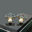 Elegant Fan-Shaped Crystal Earrings with Pearl Drop