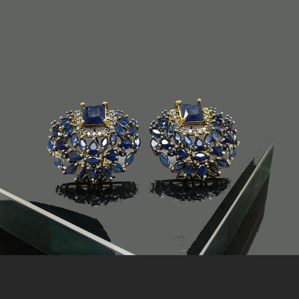 Luxurious Round Crystal Cluster Earrings with Crystals Square Stone