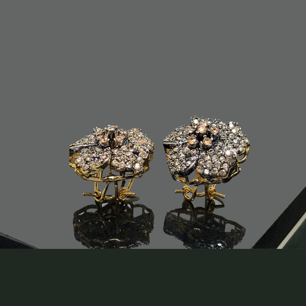 Gold-Plated Earrings with Floral Design for Festive Wear