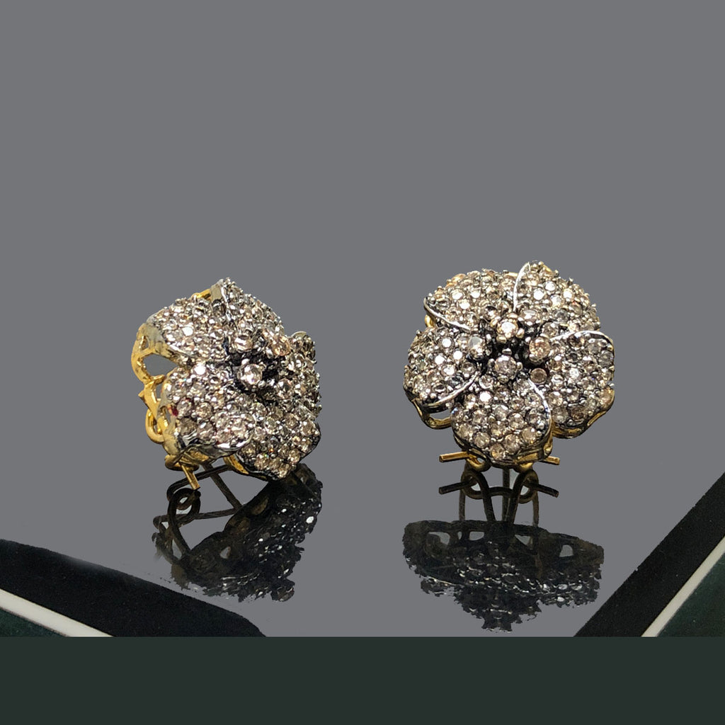 Gold-Plated Earrings with Floral Design for Festive Wear