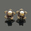 Vintage Floral Pearl Stud Earrings with Crystal Accents