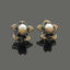 Vintage Floral Pearl Stud Earrings with Crystal Accents