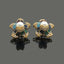 Vintage Floral Pearl Stud Earrings with Crystal Accents