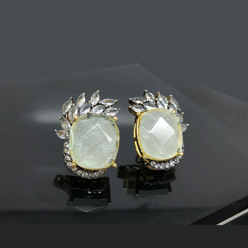 Elegant Gold Traditional Earrings with American Diamonds