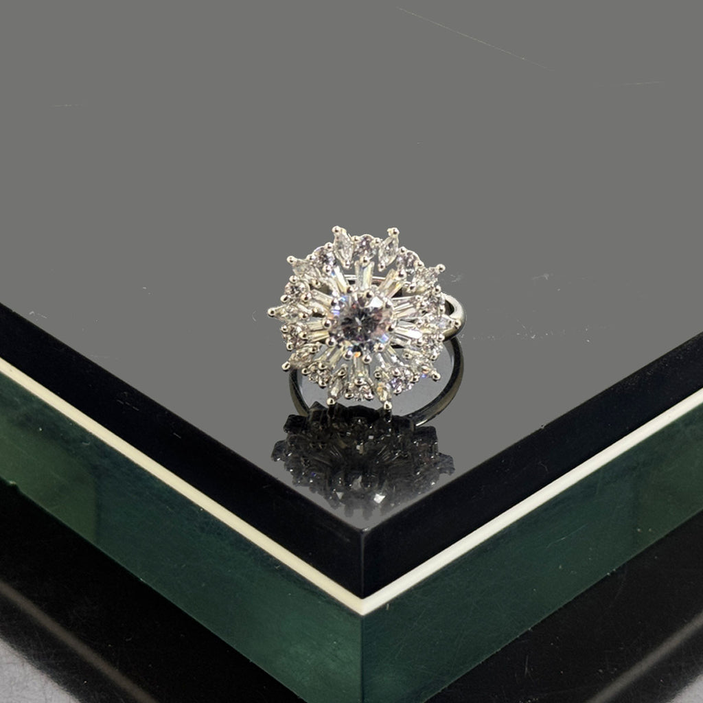 Classic Crystal Starburst American Diamond Ring