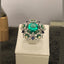 Exquisite Green and Blue Cubic Zirconia Floral Ring