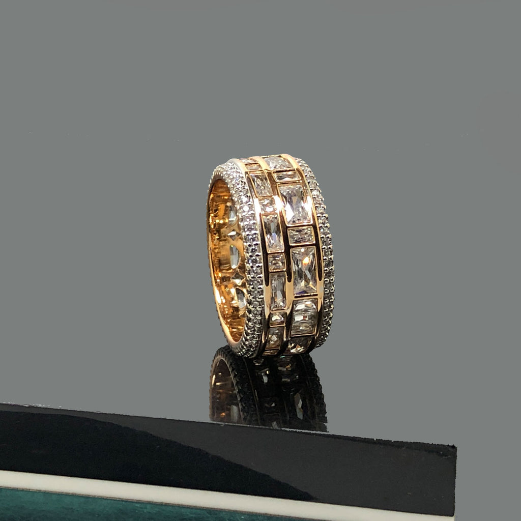 Luxury Cubic Zirconia (CZ) Band Ring - Gold Finish