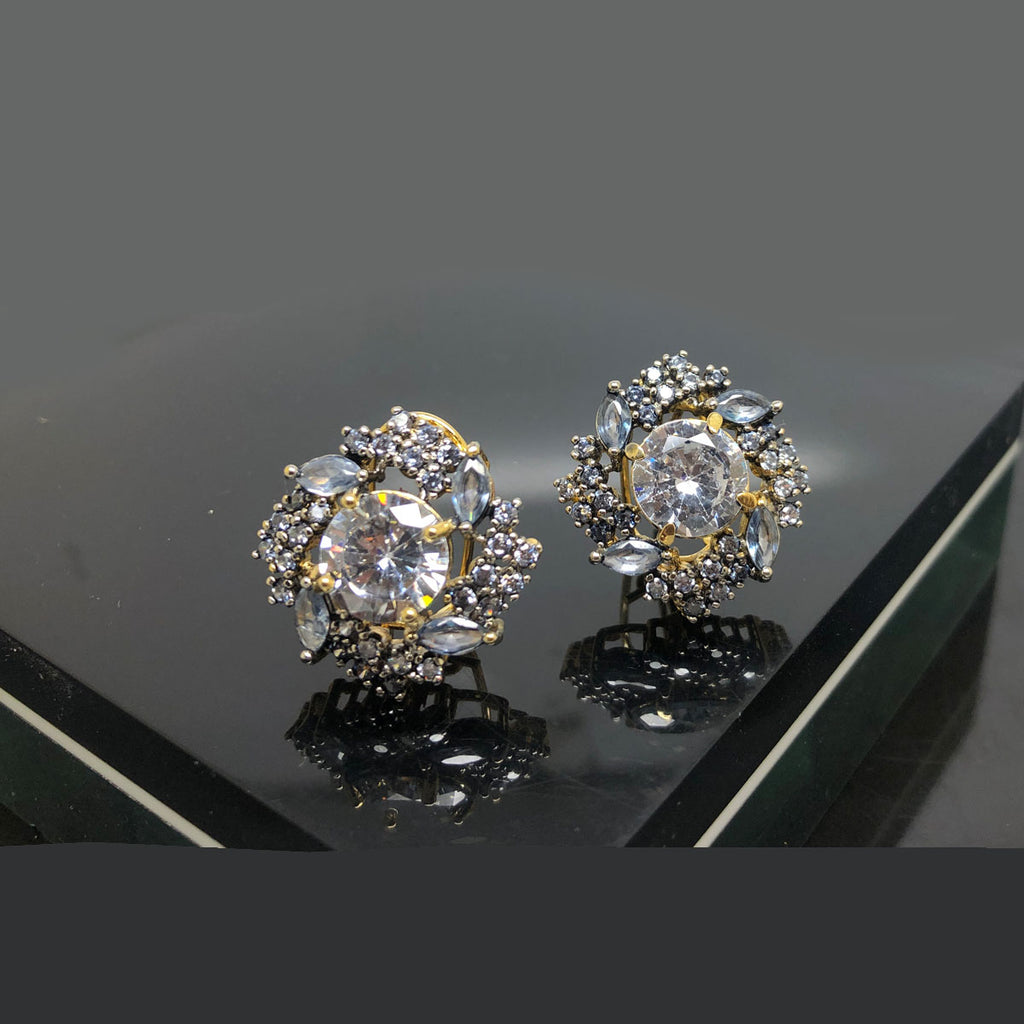 Sparkling Golden Floral Earrings