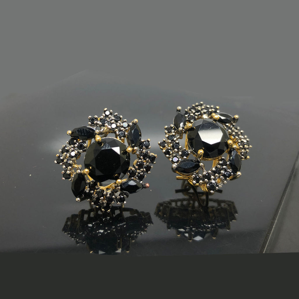 Sparkling Golden Floral Earrings