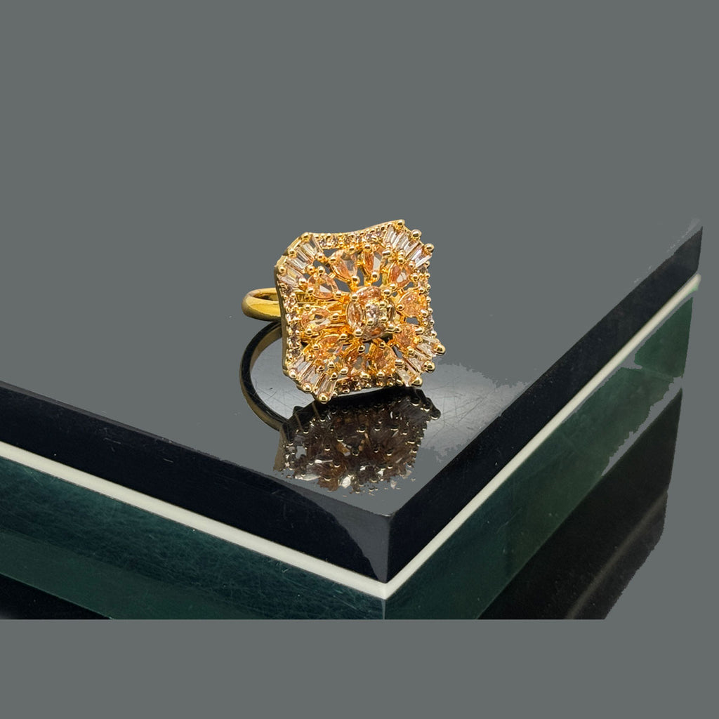 Square Radiant Ring with Intricate Crystal Design