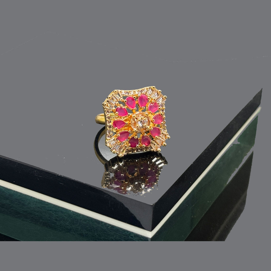 Square Radiant Ring with Intricate Crystal Design