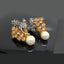 Golden Leaf Pearl Drop Earrings