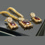 Gold-Plated Ruby Square Stone Jewelry Set