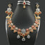 Gold-Plated Floral Necklace Set with Red and Clear Stones