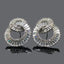 Silver-Tone Double Circle Crystal Earrings