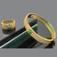 Luxury CZ Bangle & Ring Set - Gold Finish with Green Stone Accents