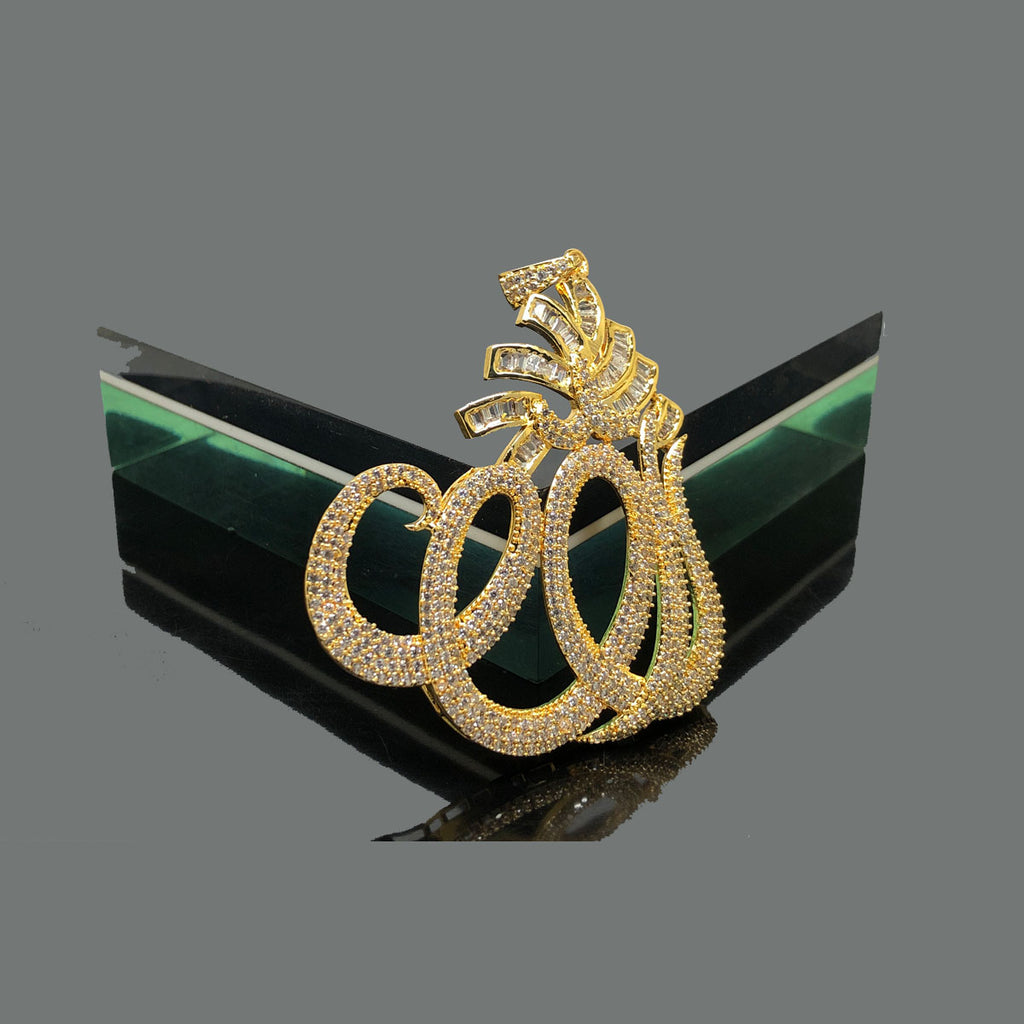 Elegant Allah Pendant with Zircon Detailing - Gold Finish