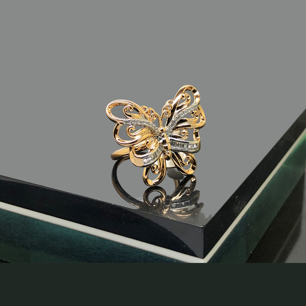 Gold Butterfly Statement Ring with Intricate Design