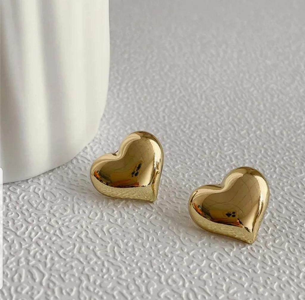 Gold Plated Heart Shaped Stud Earrings